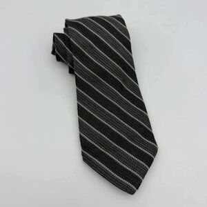 Cadini Italy Silk & Wool Tie – Gray & Black Textured Pattern – Brand New
